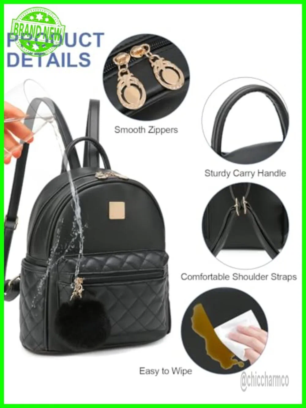 Plaid Faux Leather Mini Backpack Purse Adjustable Straps Women